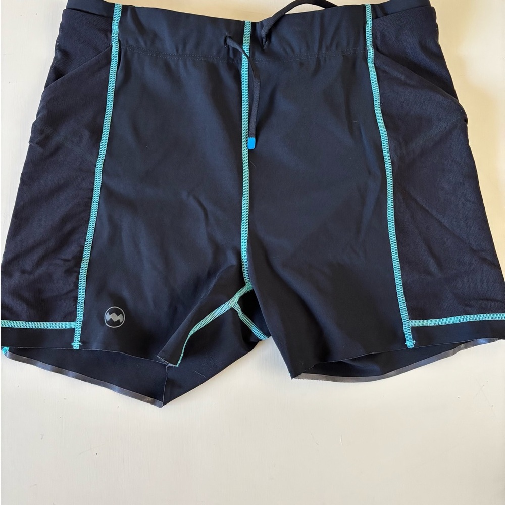 Janji Women's Black Athletic Shorts with Aqua Trim